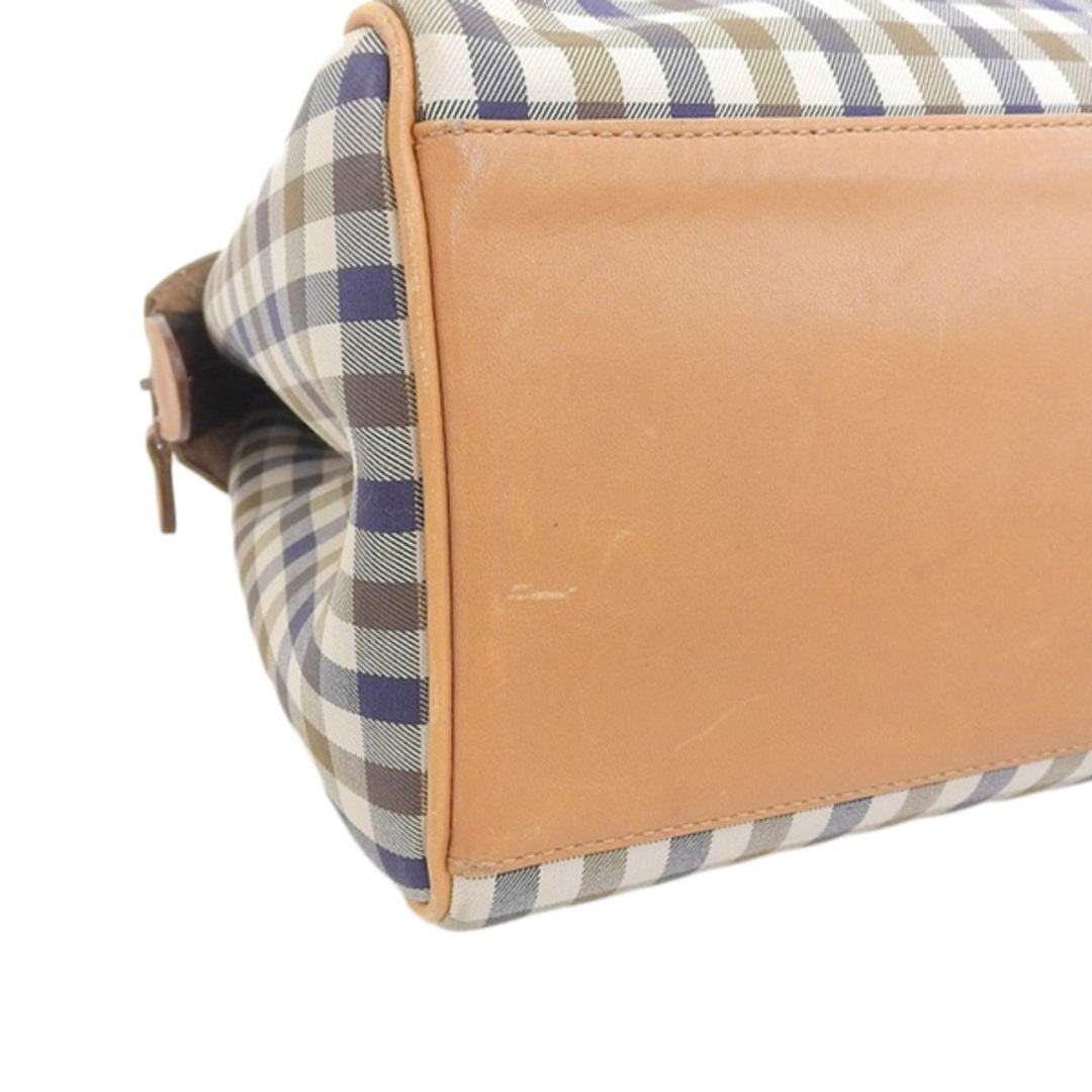 アクアスキュータム Aquascutum キャンバス×レザー ボストンバッグ チェック柄 Y01118