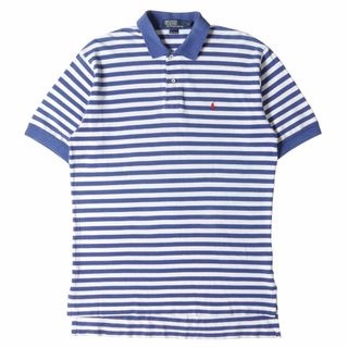 ポロラルフローレン(POLO RALPH LAUREN)のPOLO Ralph Lauren ポロ ラルフローレン ポロシャツ サイズ:L ワンポイント 鹿の子 ボーダー 半袖 ポロシャツ オールドラルフローレン ビッグサイズ 90s - 00s ブルー ホワイト 青白 トップス カジュアル ブランド 古着【メンズ】【中古】(ポロシャツ)