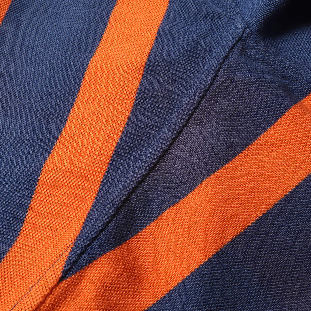 POLO Ralph Lauren ポロ ラルフローレン ポロシャツ サイズ:M ワンポイント 鹿の子 ボーダー 半袖 ポロシャツ オールドラルフローレン ビッグサイズ 90s - 00s オレンジ ネイビー トップス カジュアル ブランド 古着【メンズ】【中古】 ポロラルフローレン⭐︎90's⭐︎ボーダー⭐︎鹿の子⭐︎半袖⭐︎大きめM