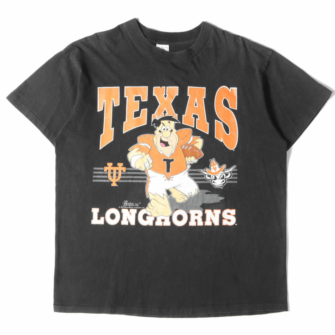 トップス90s - 00s ヴィンテージ Vintage / Used Tシャツ サイズ:XL 90s The Flintstones TEXAS LONGHORNS キャラクター クルーネック Tシャツ 90年代 USA製 DELTA デルタ 原始家族フリントストーン ブラック 黒 トップス カットソー 半袖 【メンズ】