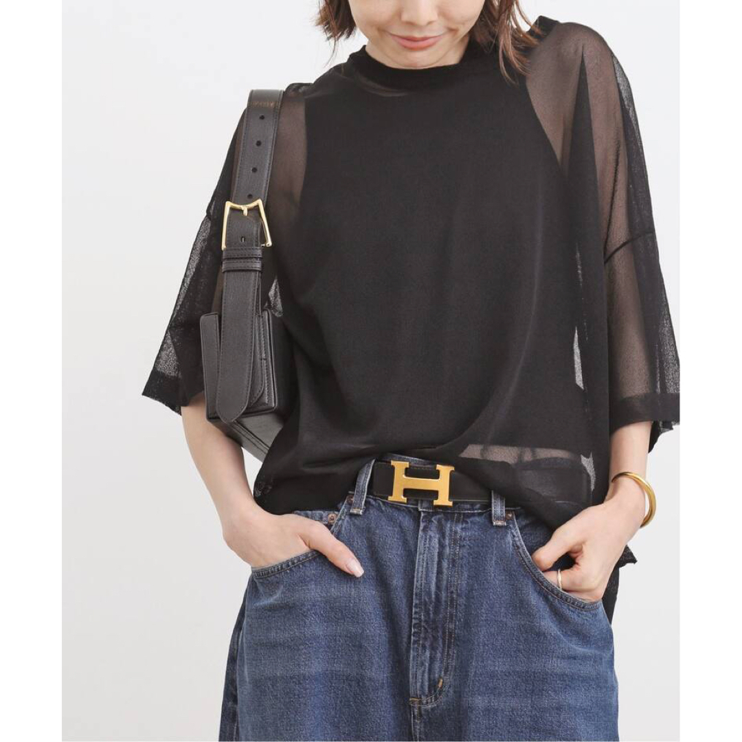 L'Appartement Sheer T-shirt ブラックトップス