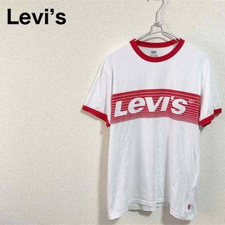 リーバイス(Levi's)の人気！リーバイス リンガーTシャツ メンズM 白 赤 ビッグロゴ デカロゴ(Tシャツ/カットソー(半袖/袖なし))