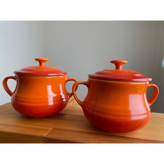 ルクルーゼ(LE CREUSET)のLE CREUSET ル・クルーゼ　ペア　スープボウル　オレンジ(食器)