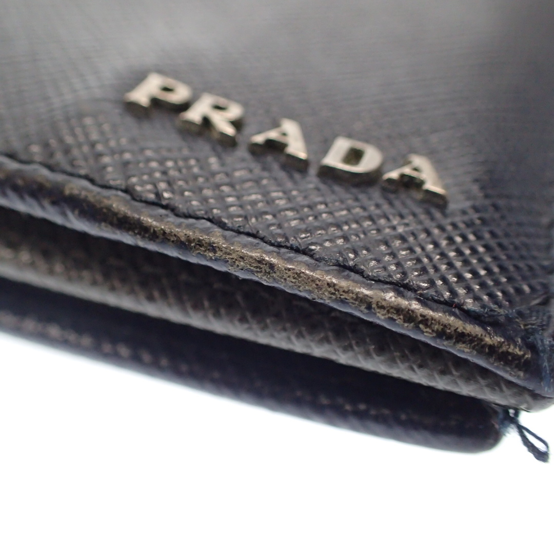 人気 プラダ PRADA 二つ折り 財布 メンズ ネイビー サフィアーノレザー