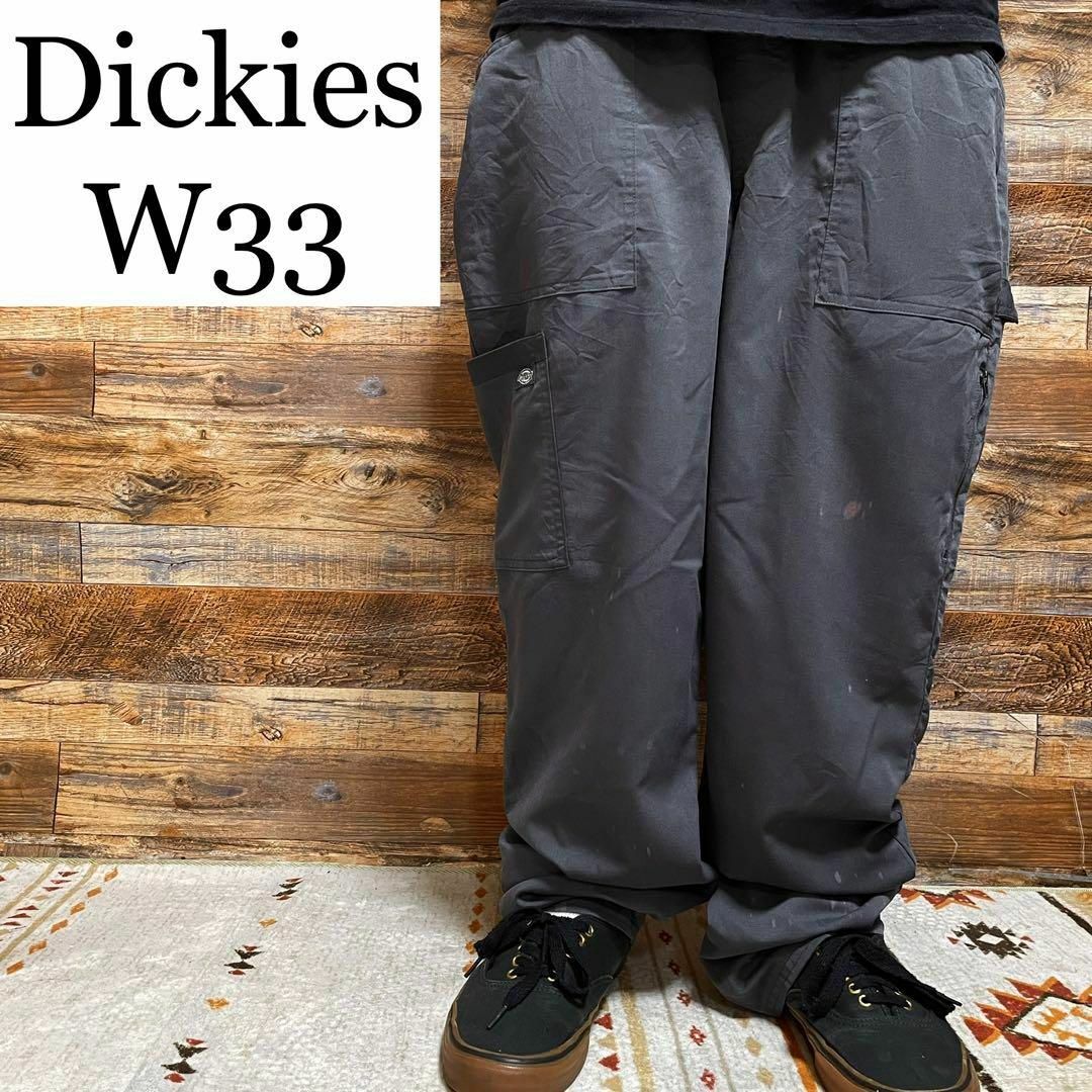 Dickies - ディッキーズカーゴパンツワークパンツw33灰色グレー極太メンズ古着ウエストゴム紐の通販 by 古着屋ぱたや｜ディッキーズならラクマ