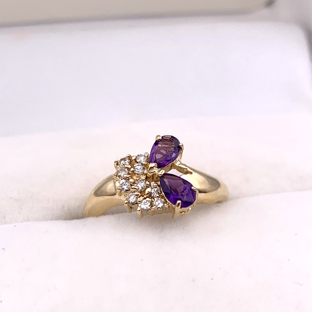 ✴︎極美品 K18 18金 0.34ct アメシスト 0.13ct ダイヤ リング-