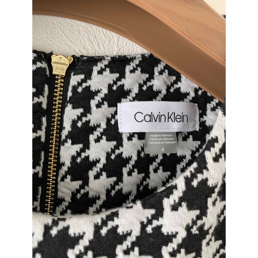 Calvin Klein(カルバンクライン)のCALVINKLEIN カルバンクライン 千鳥柄 ワンピース 美品 レディースのワンピース(ひざ丈ワンピース)の商品写真