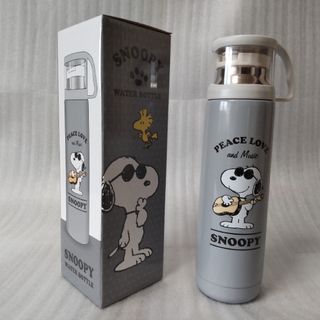 スヌーピー(SNOOPY)のスヌーピーコップ付きステンレス水筒⑤/グレー(弁当用品)