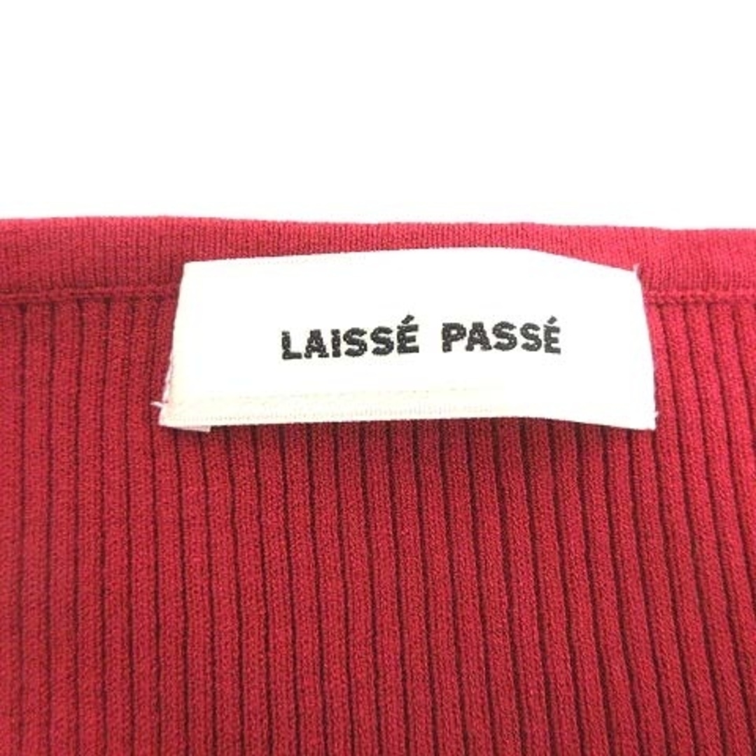 LAISSE PASSE(レッセパッセ)のLAISSE PASSE ニット カットソー ビジュー 長袖 38 赤 レッド レディースのトップス(ニット/セーター)の商品写真