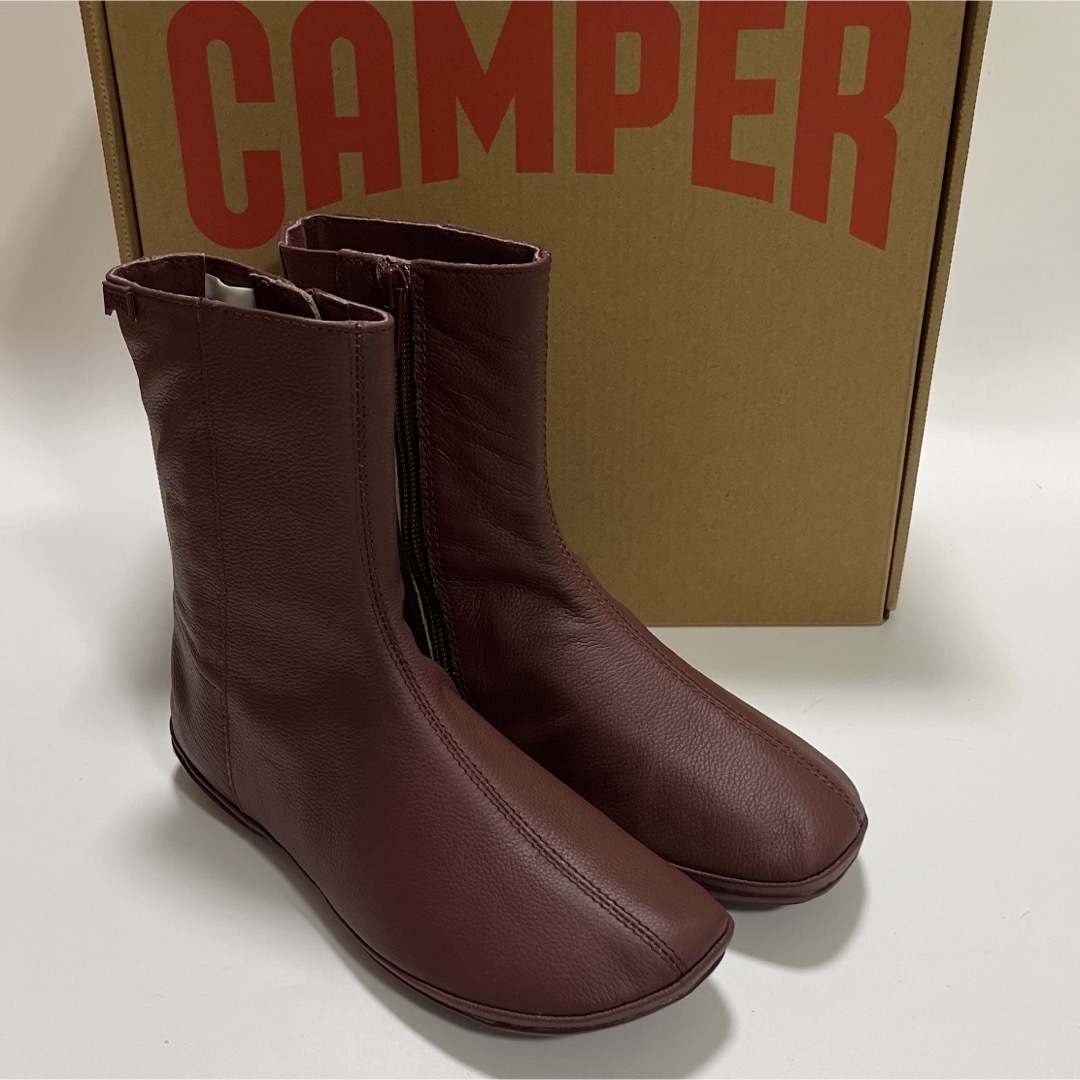 新品 Camper Right Nina カンペール レザーブーツ バーガンディブーツ