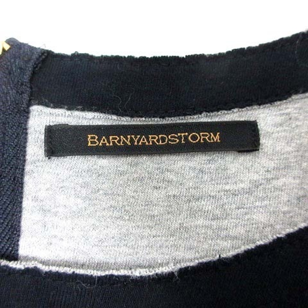 BARNYARDSTORM(バンヤードストーム)のバンヤードストーム ワンピース ひざ丈 ボートネック 肘当て 長袖 0 紺 レディースのワンピース(ひざ丈ワンピース)の商品写真