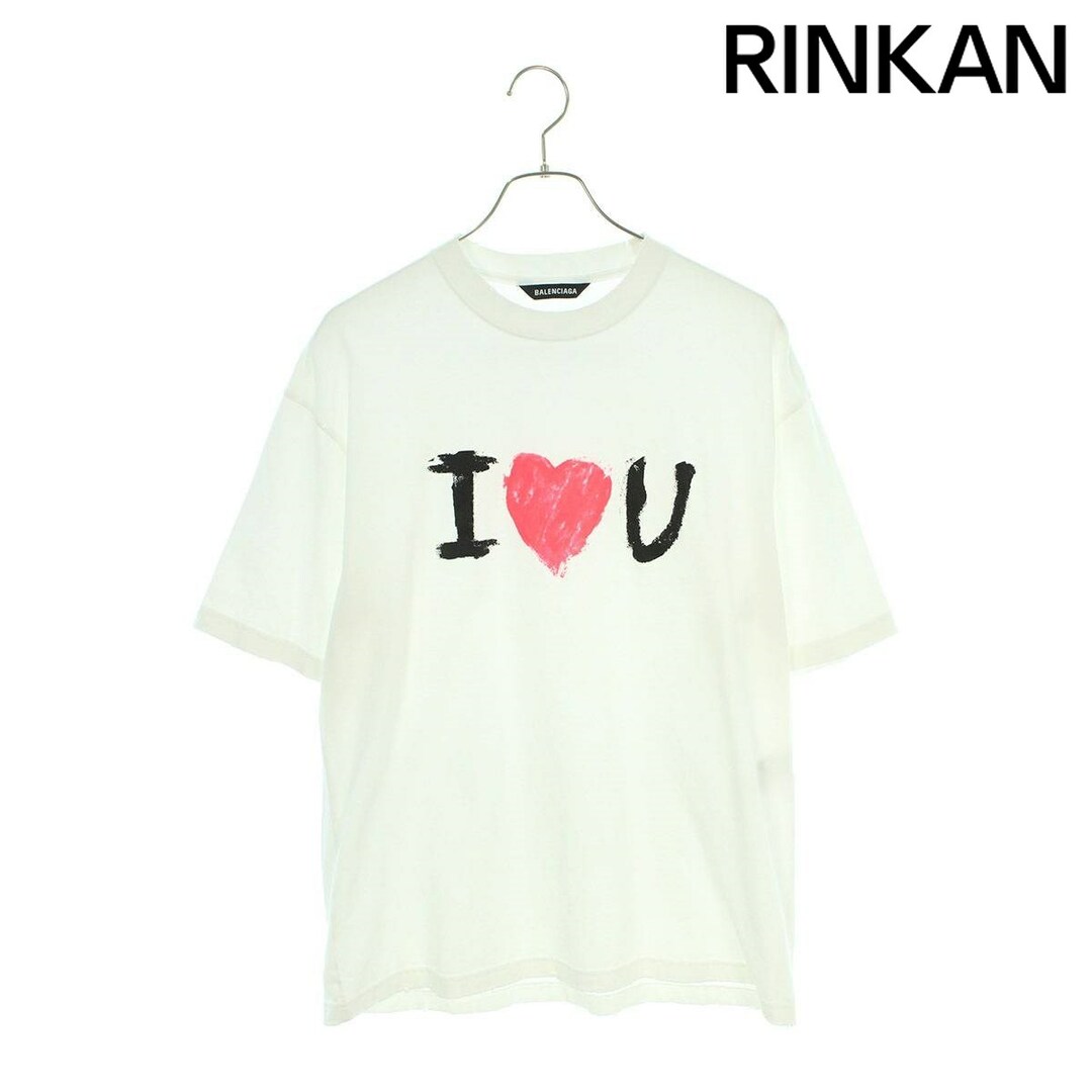 バレンシアガ  21SS  612966 TJVL5 I LOVE Uプリントダメージ加工Tシャツ  メンズ XS