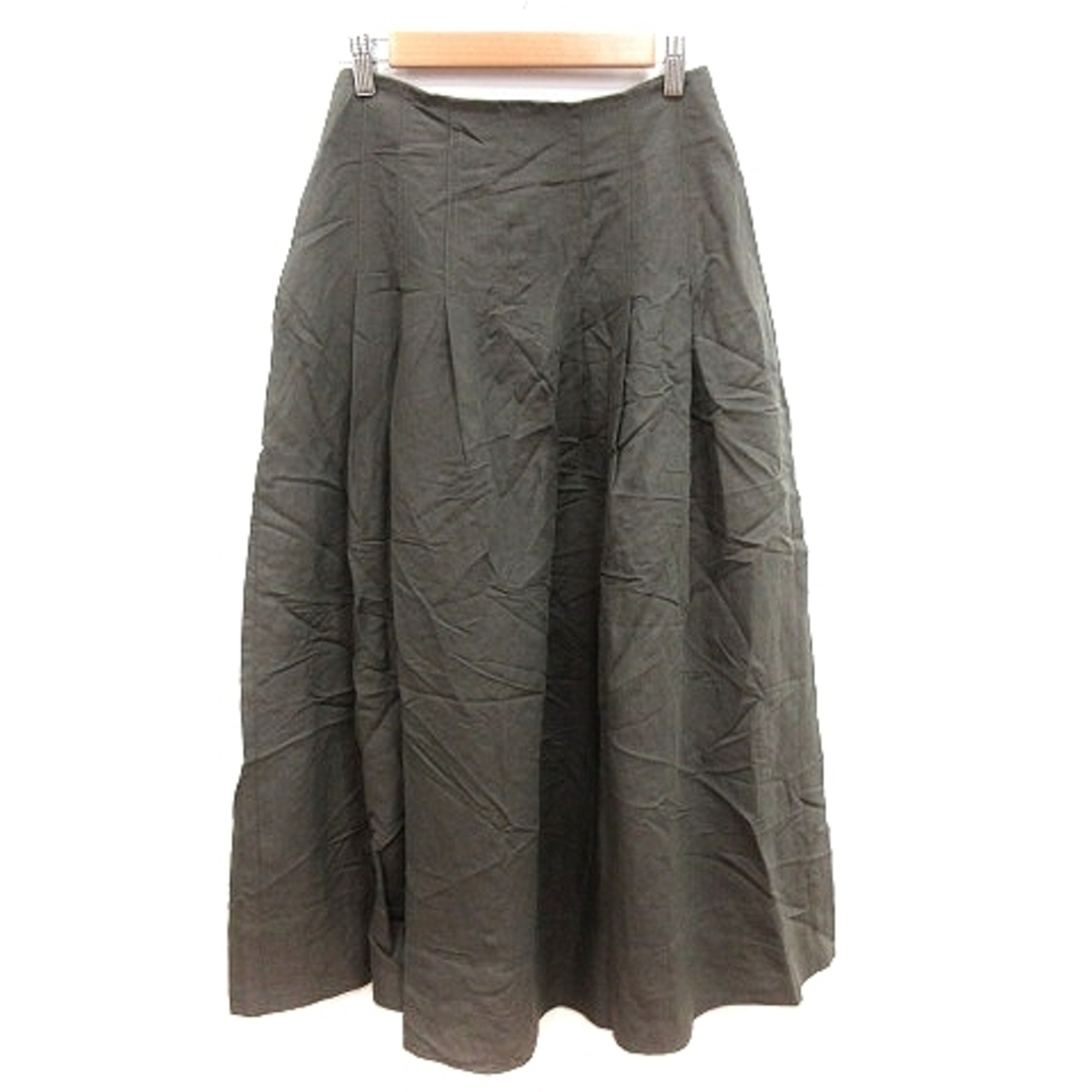 ザラウーマン フレアスカート マキシ ロング 麻混 リネン混 XS カーキ 緑 レディースのスカート(ロングスカート)の商品写真