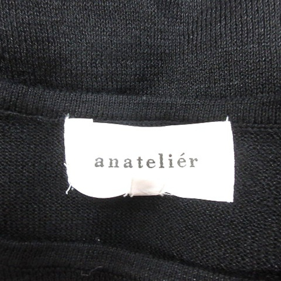 anatelier(アナトリエ)のアナトリエ ニットセーター ボートネック フリル 麻 リネン 半袖 38 黒 レディースのトップス(ニット/セーター)の商品写真