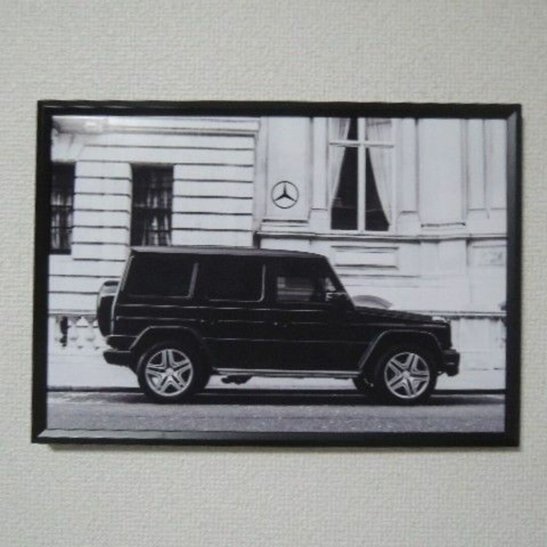 A4 額付き ポスター Benz ゲレンデ Gクラス 白黒 ベンツフォト
