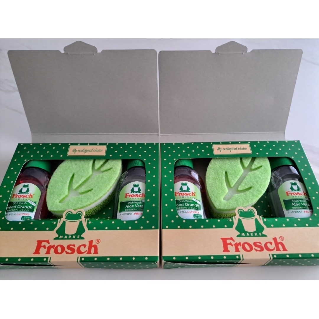 Frosch(フロッシュ)のフロッシュ 食器用洗剤 リーフスポンジギフトセット x2 インテリア/住まい/日用品の日用品/生活雑貨/旅行(洗剤/柔軟剤)の商品写真