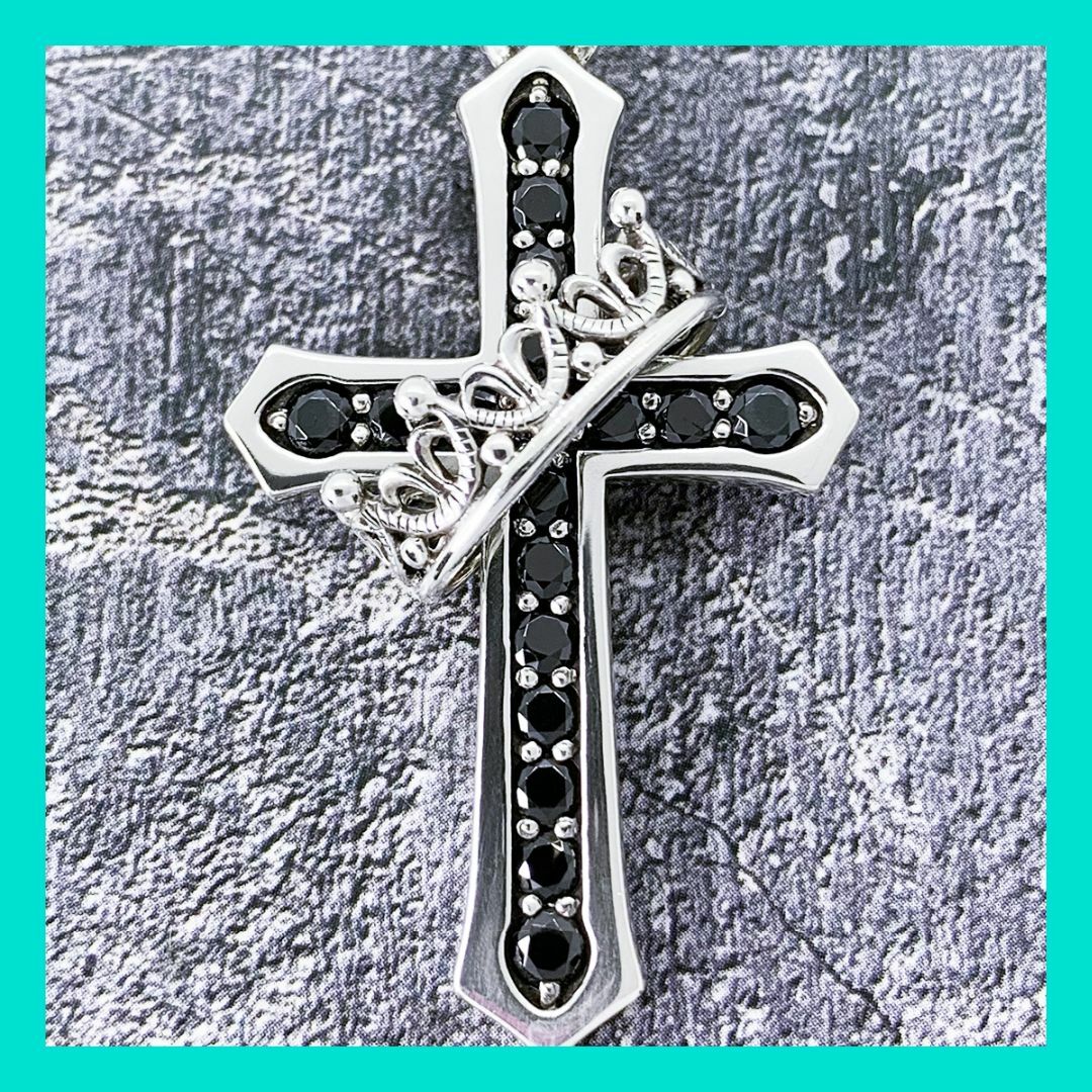定価5.8万☆Justin Davis クラウン・クロス ネックレス(ブラック
