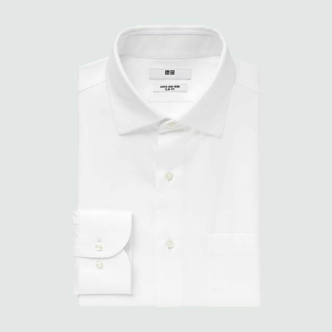 UNIQLO(ユニクロ)の新品☆ユニクロ　スーパーノンアイロンスリムフィットシャツ　長袖　ホワイト メンズのトップス(シャツ)の商品写真
