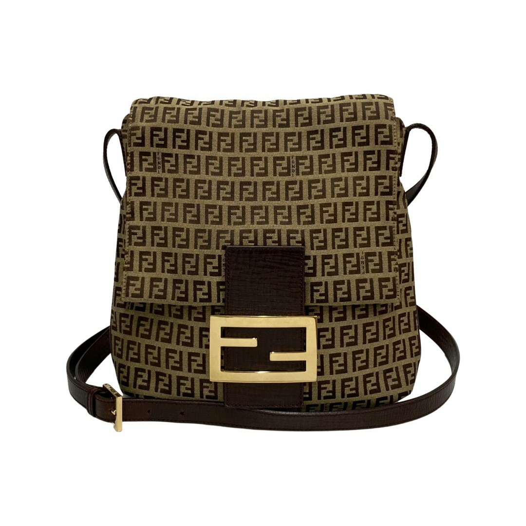 FENDI - 極 美品 FENDI フェンディ ズッキーノ FF 柄 ロゴ 金具 レザー