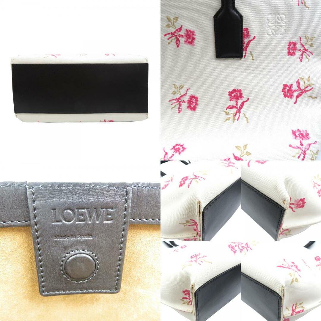 LOEWE(ロエベ)の美品 ロエベ 花柄 キャンバス レザー ホワイト ピンク ブラック トートバッグ 0147【中古】LOEWE レディースのバッグ(トートバッグ)の商品写真