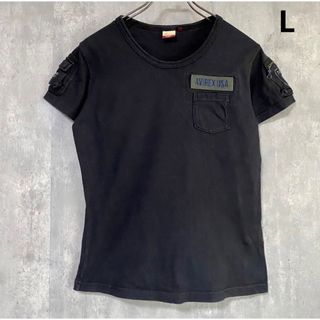 アヴィレックス(AVIREX)のアヴィレックス　avirex   黒　Tシャツ　L  綿100%(Tシャツ(半袖/袖なし))