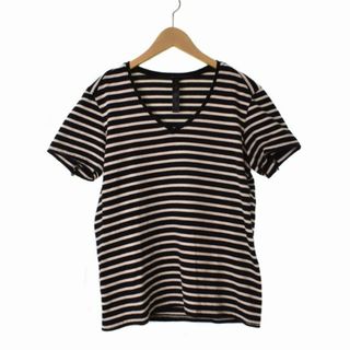 ダブルジェーケー(wjk)のダブルジェイケイ wjk Tシャツ 半袖 Vネック ボーダー M 黒 白(Tシャツ/カットソー(半袖/袖なし))