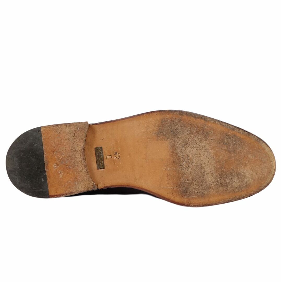 Vintage グッチ GUCCI レザーシューズ ダービーシューズ ストレートチップ カーフレザー 革靴 メンズ 42E(27cm相当) ブラウン