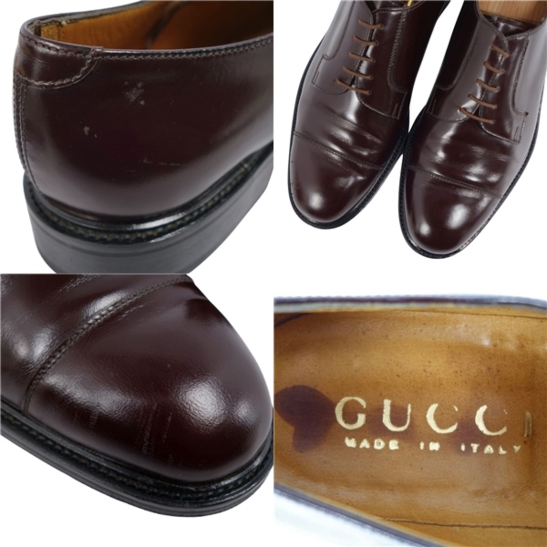 Vintage グッチ GUCCI レザーシューズ ダービーシューズ ストレートチップ カーフレザー 革靴 メンズ 42E(27cm相当) ブラウン