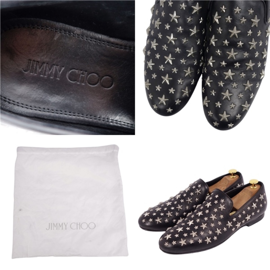 JIMMY CHOO(ジミーチュウ)のジミーチュウ JIMMY CHOO ローファー スリッポン スタースタッズ カーフレザー シューズ メンズ 42(27cm相当) ブラック メンズの靴/シューズ(スリッポン/モカシン)の商品写真