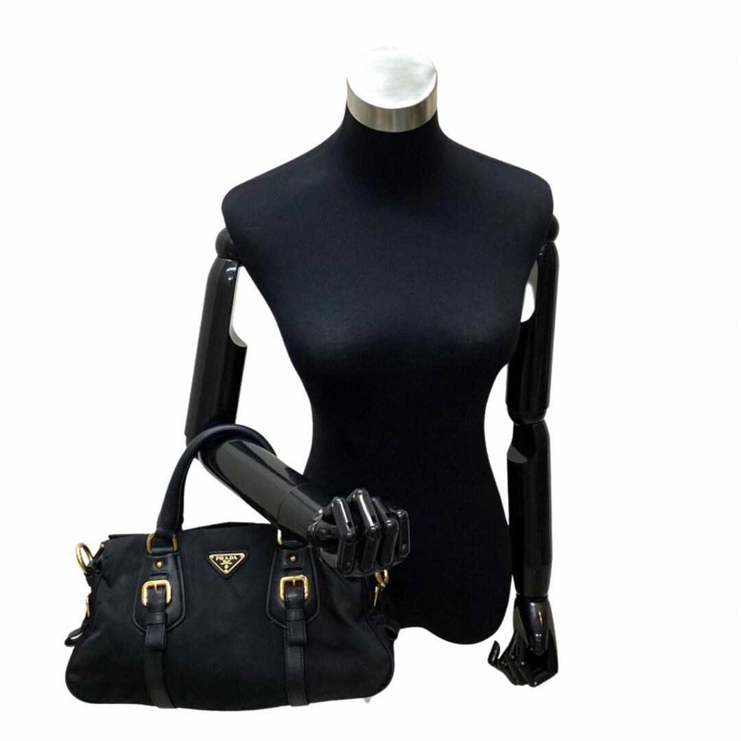 極上 美品 希少品 PRADA プラダ 三角ロゴ 金具 ナイロン レザー 本革