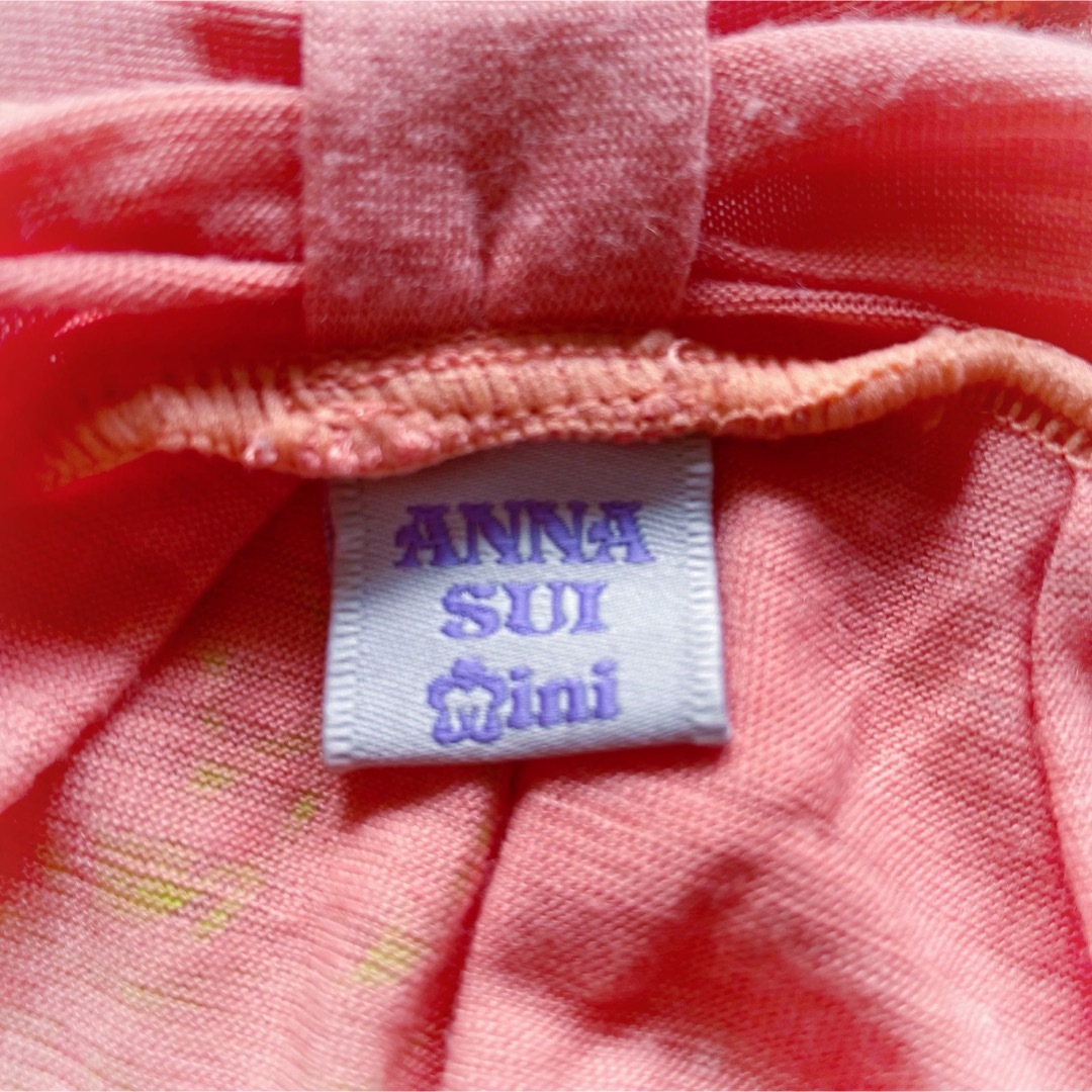 ANNA SUI mini(アナスイミニ)の美品 ANNA SUI mini チュニックワンピース オレンジ ねこ 100 キッズ/ベビー/マタニティのキッズ服女の子用(90cm~)(Tシャツ/カットソー)の商品写真