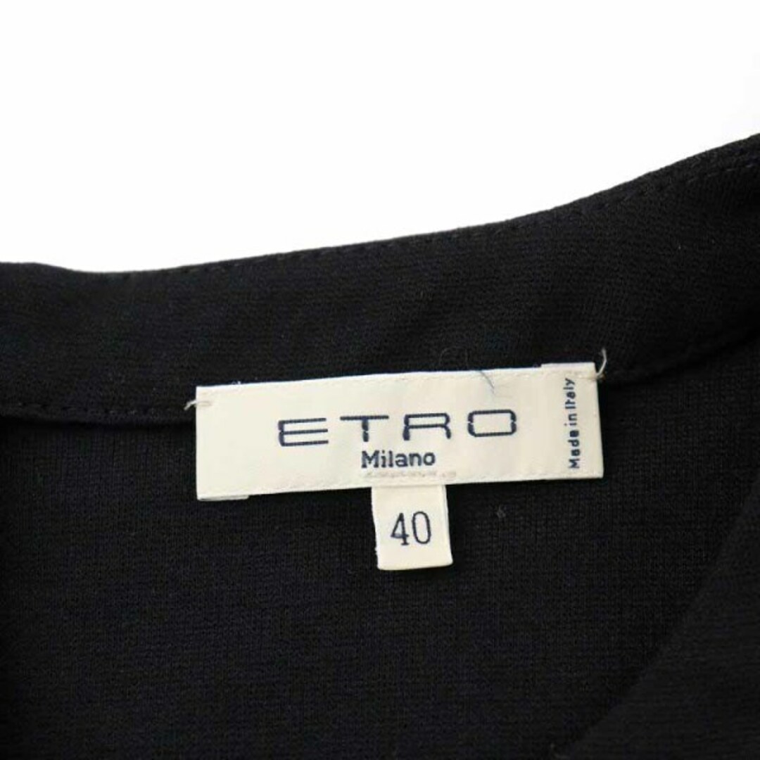 ETRO(エトロ)のエトロ タイトワンピース ひざ丈 ペイズリー柄 刺繍 半袖 40 M 黒 ピンク レディースのワンピース(ひざ丈ワンピース)の商品写真