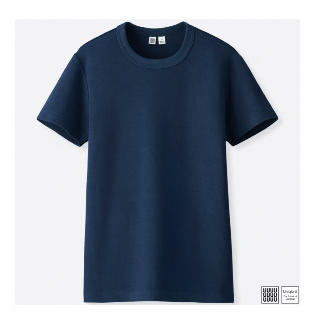 UNIQLO(ユニクロ)のクルーネック　Tシャツ　ネイビー　紺色 レディースのトップス(Tシャツ(半袖/袖なし))の商品写真