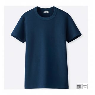 ユニクロ(UNIQLO)のクルーネック　Tシャツ　ネイビー　紺色(Tシャツ(半袖/袖なし))