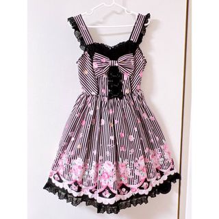 アンジェリックプリティー(Angelic Pretty)の★Angelic Pretty ティアラローズ胸リボンジャンパースカート★バラ (ひざ丈ワンピース)