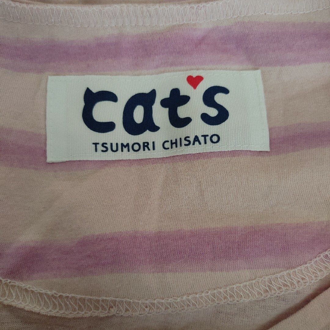 TSUMORI CHISATO(ツモリチサト)のツモリチサト Cats ボーダー 半袖Tシャツ ピンク レディースのトップス(Tシャツ(半袖/袖なし))の商品写真