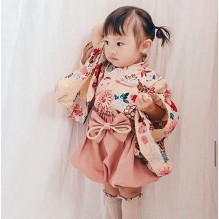 【美品】HANA袴　白鶴　Sサイズ　80-90(和服/着物)