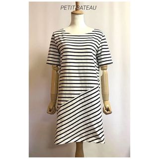 プチバトー(PETIT BATEAU)のPETIT BATEAU ボーダー 半袖 ワンピース(ひざ丈ワンピース)