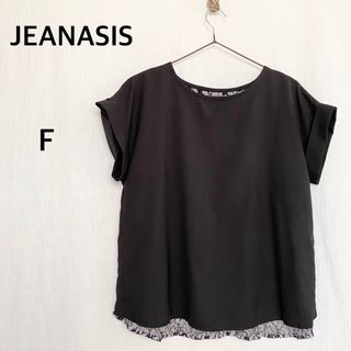 ジーナシス(JEANASIS)のJEANASIS ジーナシス　ブラック　半袖　トップス　フリーサイズ(カットソー(半袖/袖なし))