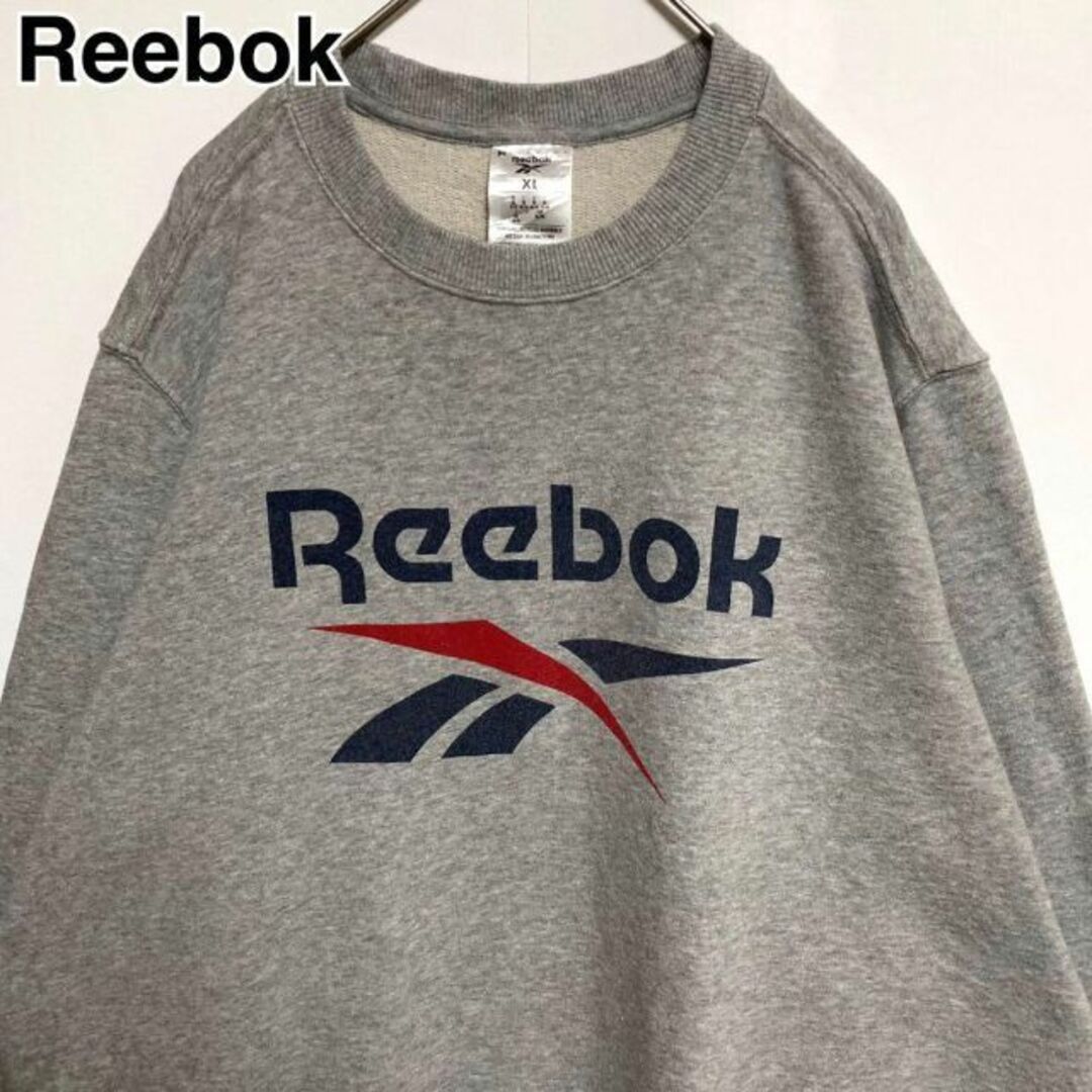 レア◎Reebok◎スウェット◎プルオーバー◎灰◎デカロゴ◎オーバーサイズ◎だぼ