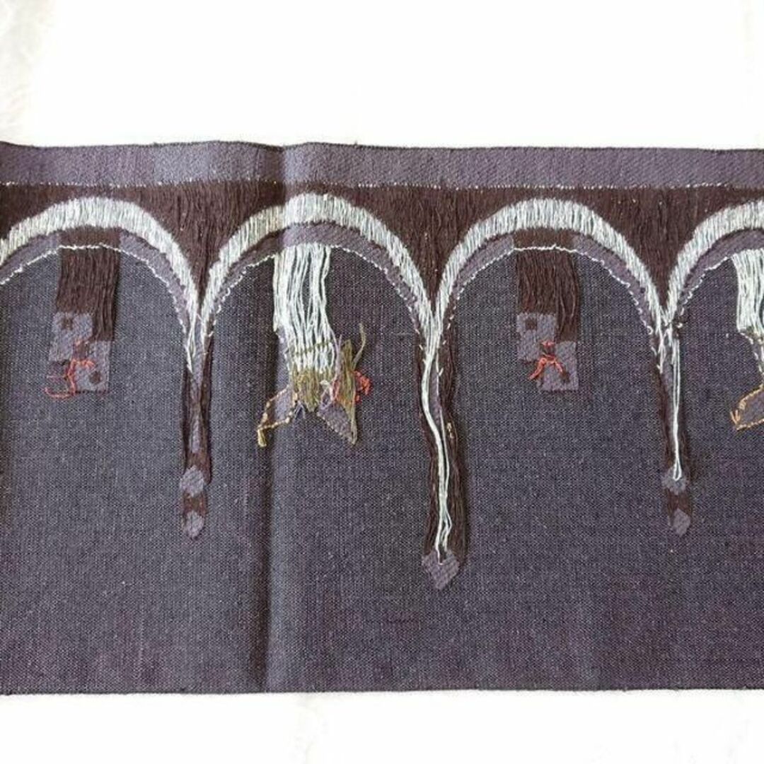 新品】正絹 九寸名古屋帯 洋風 モダン 花 紺 赤 黄色 紫 緑 グレーの