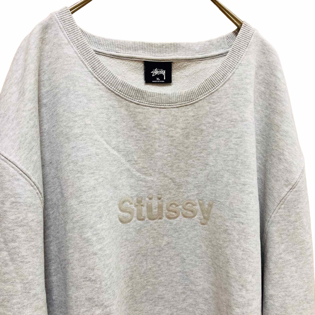 【人気Lサイズ】STUSSY センターロゴ スウェット トレーナー グレー