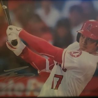 ★世界のスーパースター★大谷翔平直筆サイン入り、大型フォト、額付き！(記念品/関連グッズ)