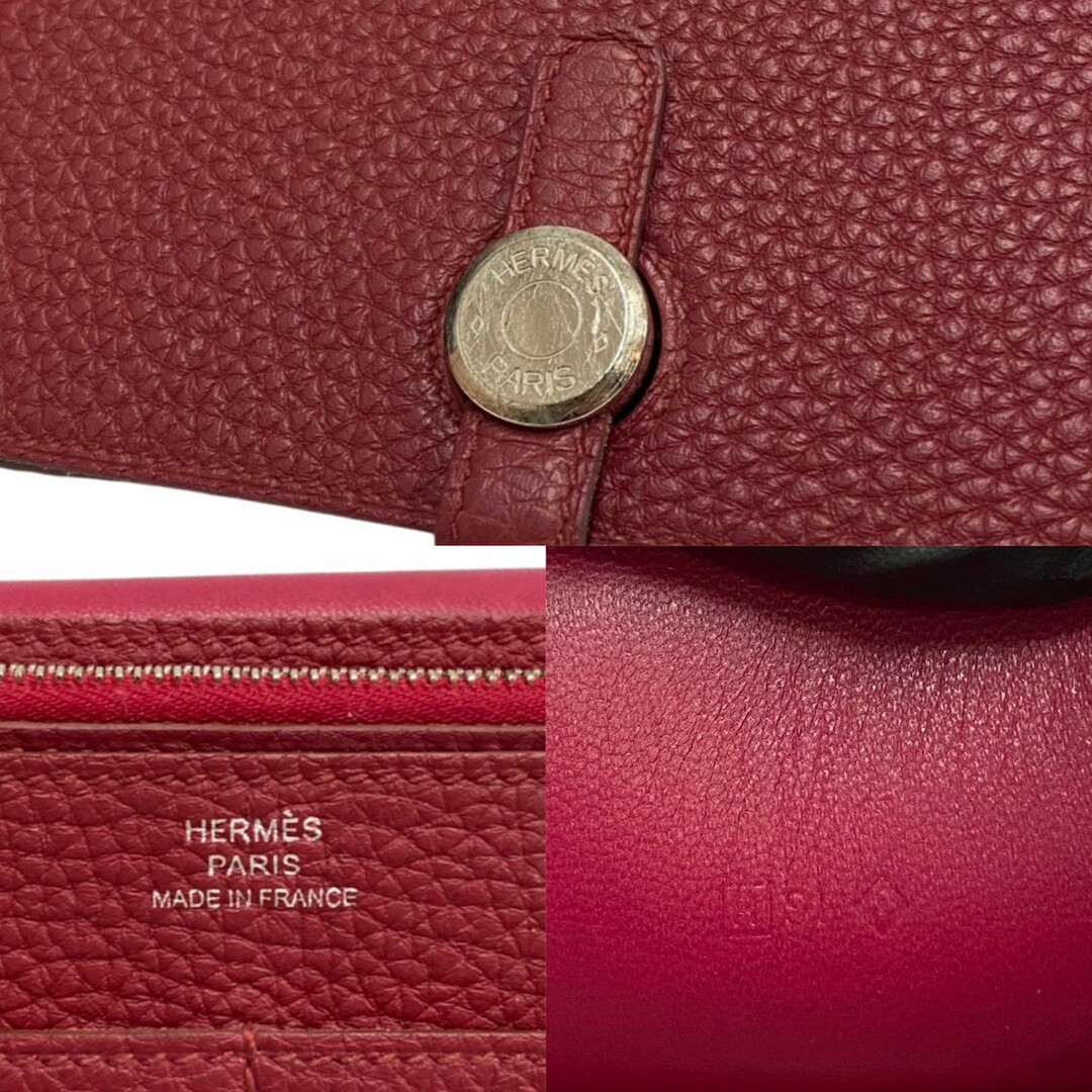 Hermes(エルメス)の極 美品 □R 刻印 HERMES エルメス ドゴンGM トリヨンクレマンス レザー 本革 二つ折り 長財布 ウォレット ワインレッド 5kmb951-4 レディースのファッション小物(財布)の商品写真