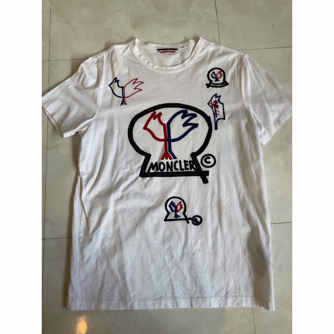 Sサイズ】モンクレール Tシャツ ホワイト  MONCLER 半袖 プリントロゴトップス