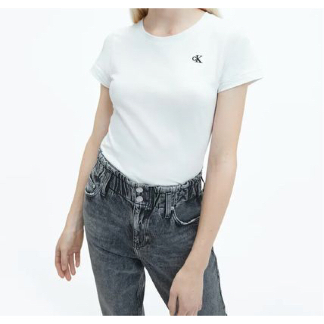 Calvin Klein(カルバンクライン)のXLサイズ Calvin KleinオーガニックコットンTシャツ レディースのトップス(Tシャツ(半袖/袖なし))の商品写真