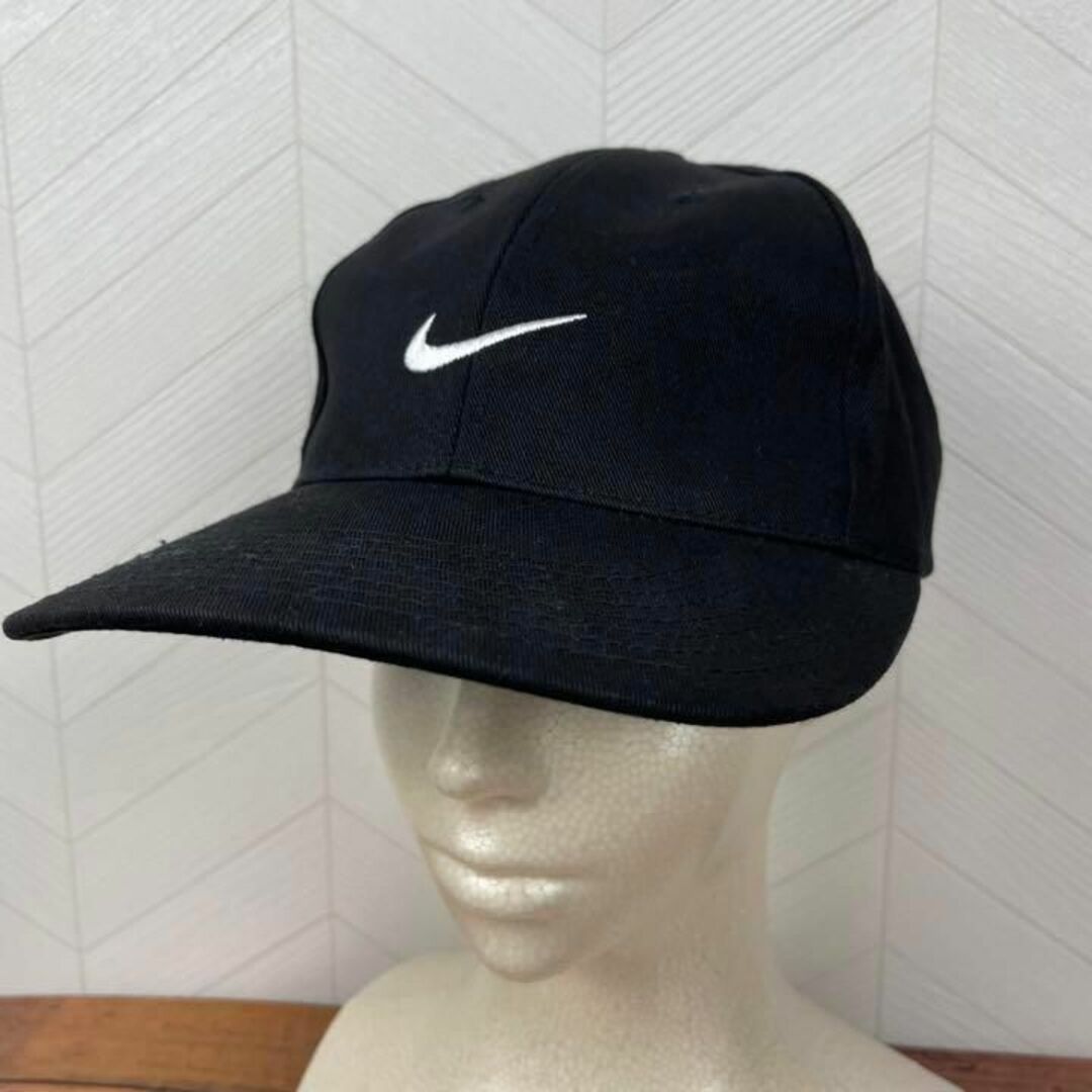 超激レア 00s デッドストック NIKE キャップ 新品タグ付き 刺繍ロゴ 黒-