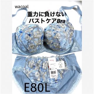 ワコール(Wacoal)の【新品タグ付】ワコール／重力に負けないバストケアブラ・E80L（定価7,590）(ブラ&ショーツセット)