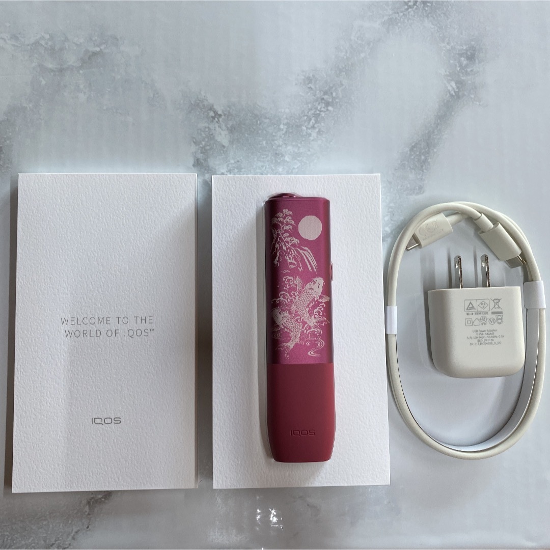 IQOS - iQOS ILUMA ONE イルマワン レーザー加工 鯉 滝登り 水墨画 赤 ...