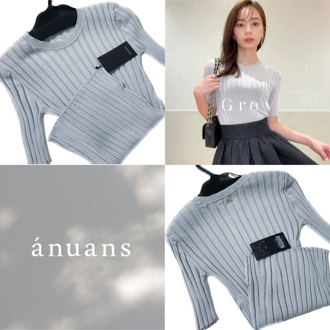 ánuans(アニュアンス)のアニュアンス anuans シアーフィットリブニットプルオーバー レディースのトップス(カットソー(半袖/袖なし))の商品写真